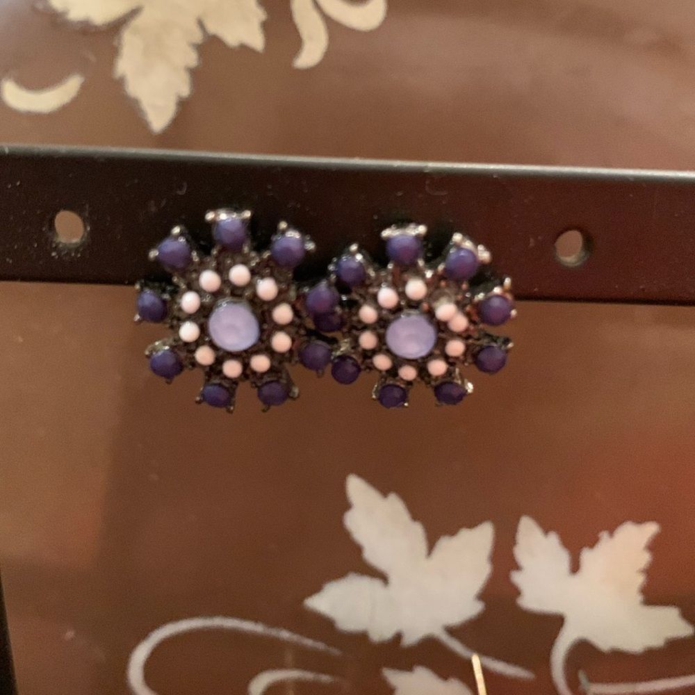 Beautiful purple flower iridescent earrings